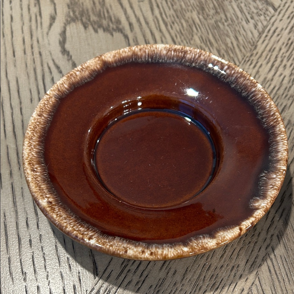 Vintage Hull Pottery Crestine Brown Drip Saucers.Set of three